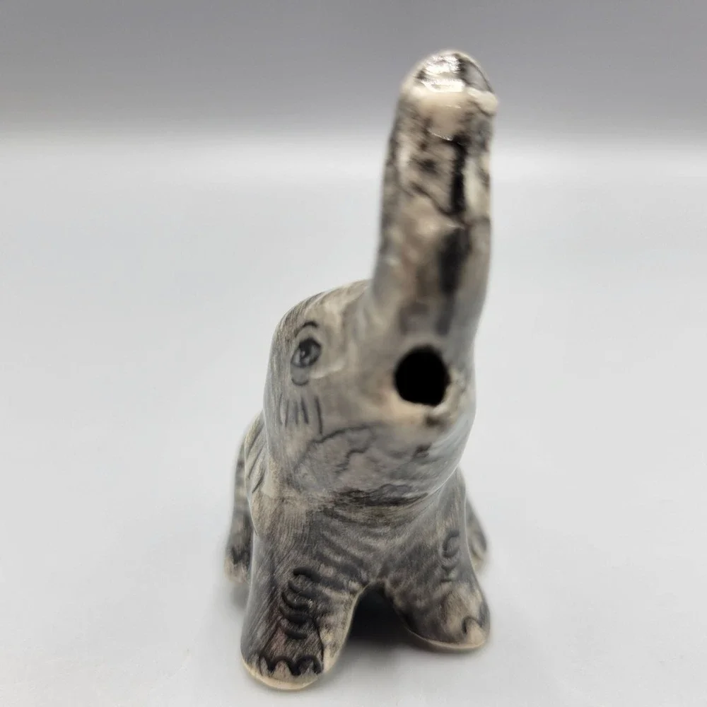Miniature Ceramic Elephant Figurine With Lid Home Shelf Decor 2.25